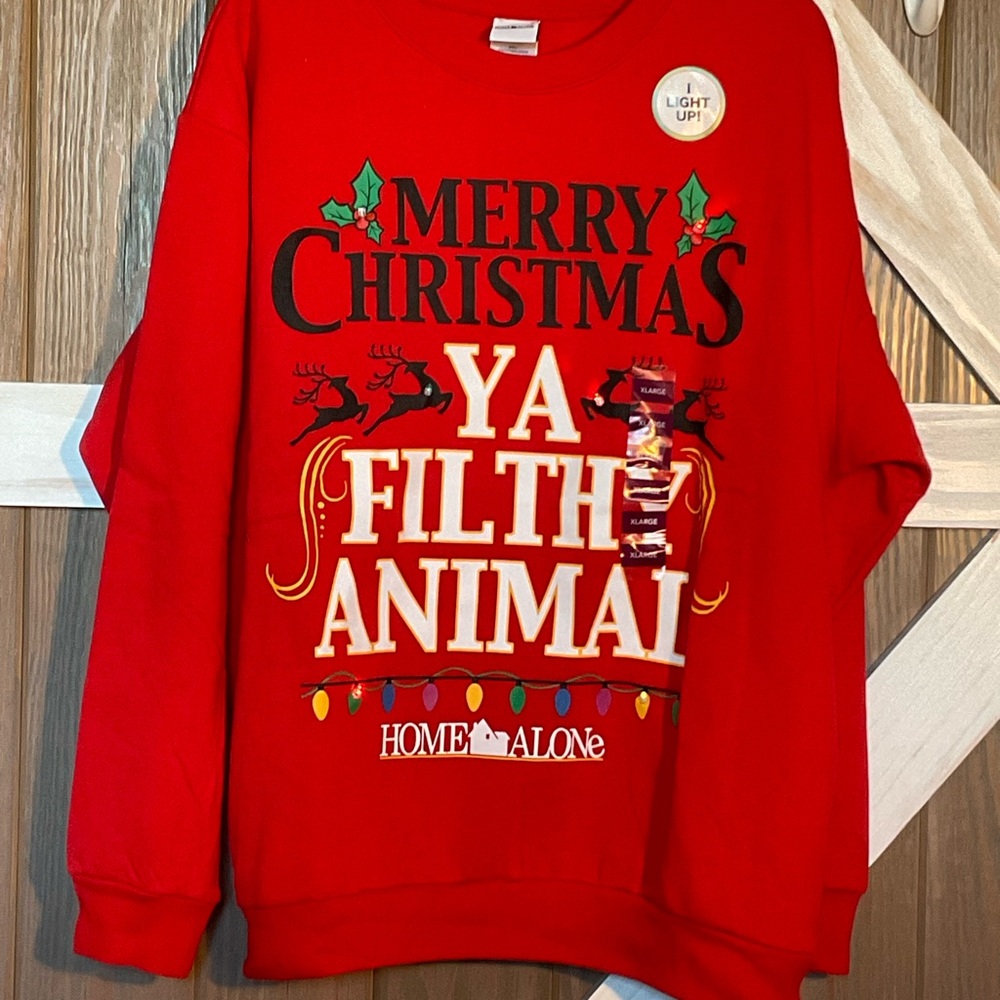 Home Alone LIGHT-UP Christmas Sweatshirt. See description for P2P - Picture 4 of 5
